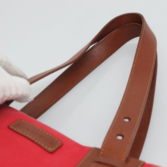 BURBERRY Tote Bag Canvas Red Auth ti2657 - Picture 10 of 13